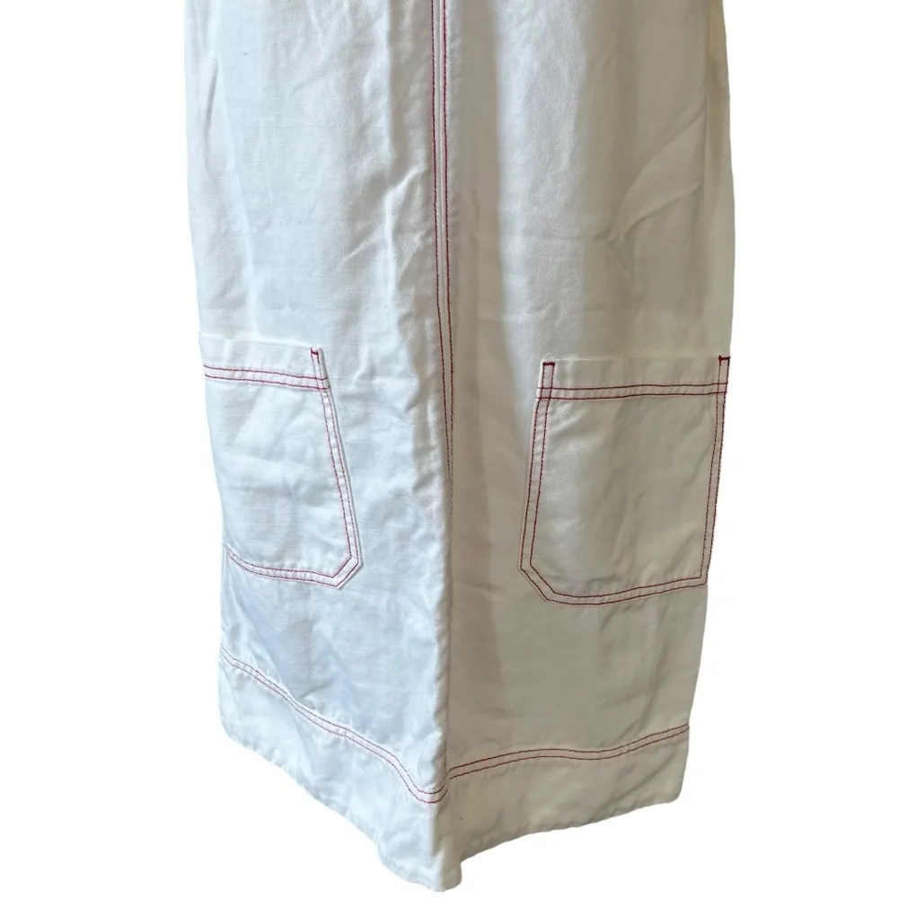 Anthropologie Holding Horses White Denim Collar Jumper Dress - Image 4