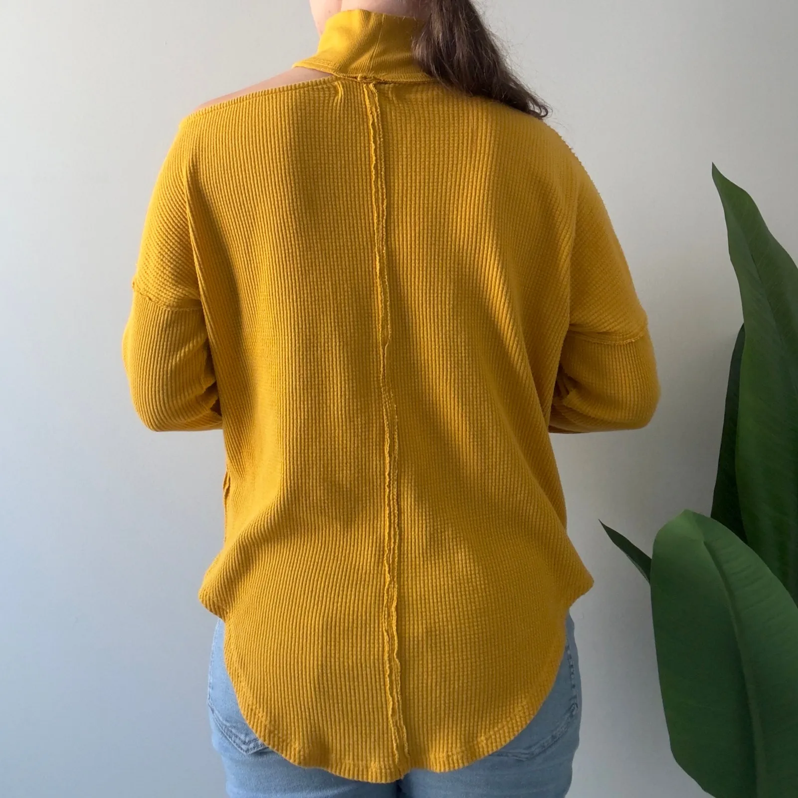 Free People We the Free 100% Cotton Just For You Top Long Sleeve Waffle Knit EUC - Image 2