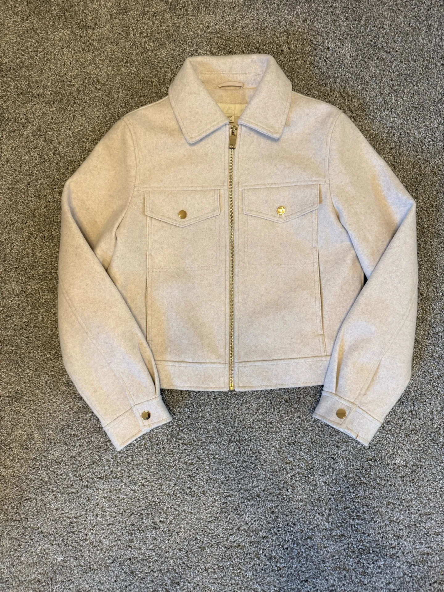 Cream ZARA Soft Zipper Jacket XS - Image 4