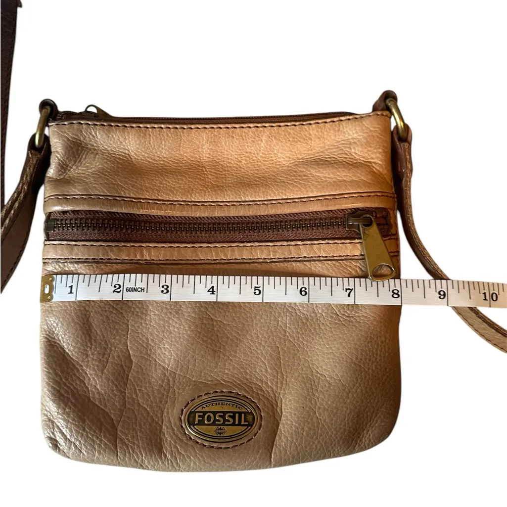 Fossil Tan Leather‎ Cross Body Bag Multipocket - Image 4