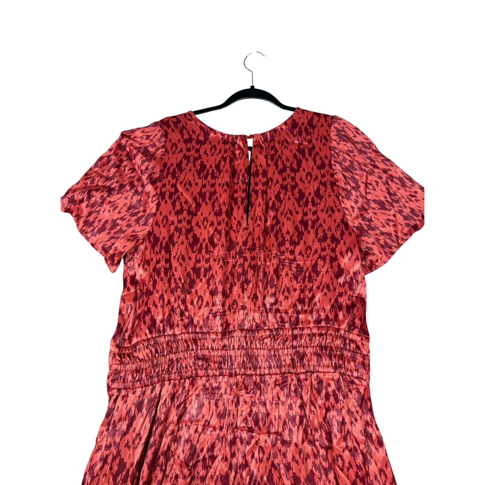 Anthropologie Red Ikat Wide Leg Smocked Waist Jumpsuit XL - Image 4