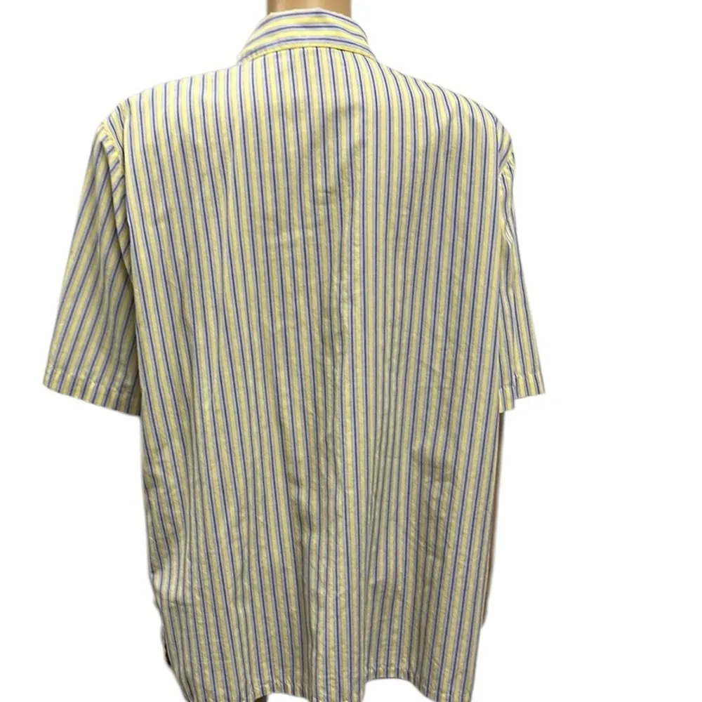Vintage Napa Valley Embroidered Short Sleeve Button Up Blouse Striped Shirt XL Yellow - Image 9