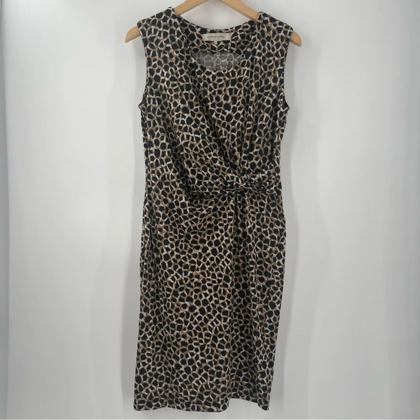 GERARD DAREL Dress Size 42 Silk Blend Faux Wrap Abstract Animal Print Designer - Image 13