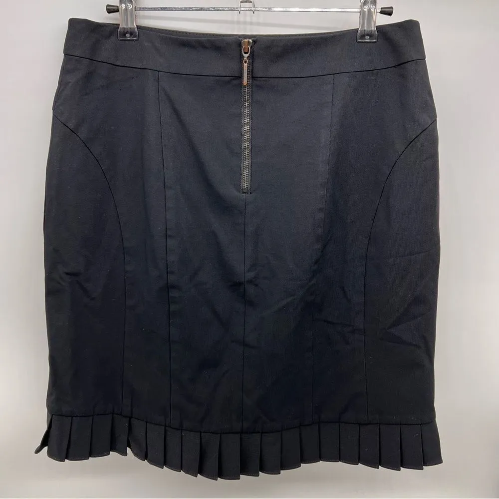 Nanette Lepore Pencil Skirt w/Pleated Trim at the Hem-Metal Exposed Zipper-Sz 6 - Image 4