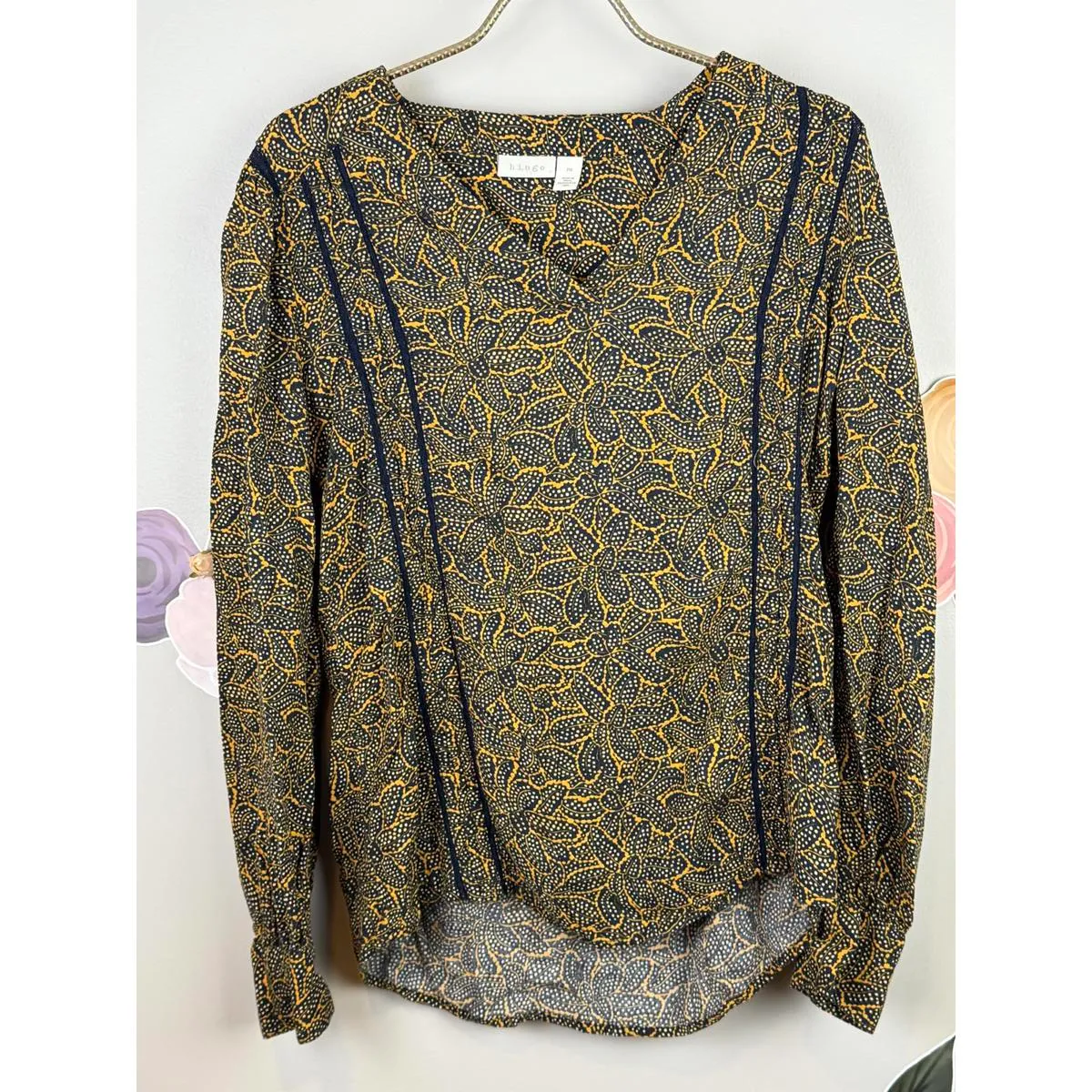 Hinge Floral Print Long Sleeve Blouse - Size Medium - Image 2