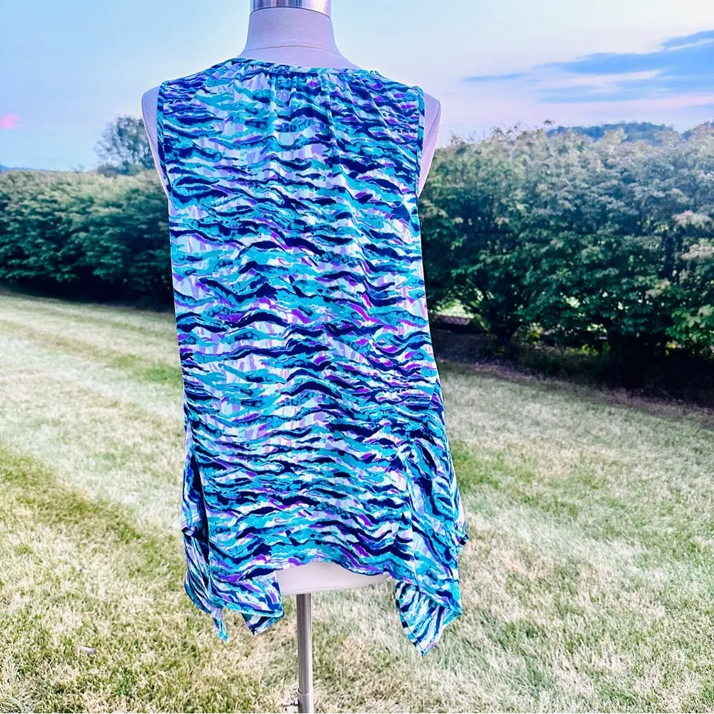 "C" Sleeveless Multicolored Blouse Green Size M - Image 9