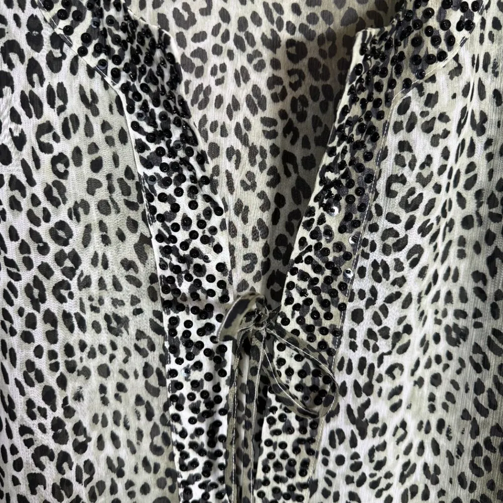 Tommy Bahama Beaded Sequin Cheetah Print Swimsuit Cover Up Tunic Women's Small - Image 7