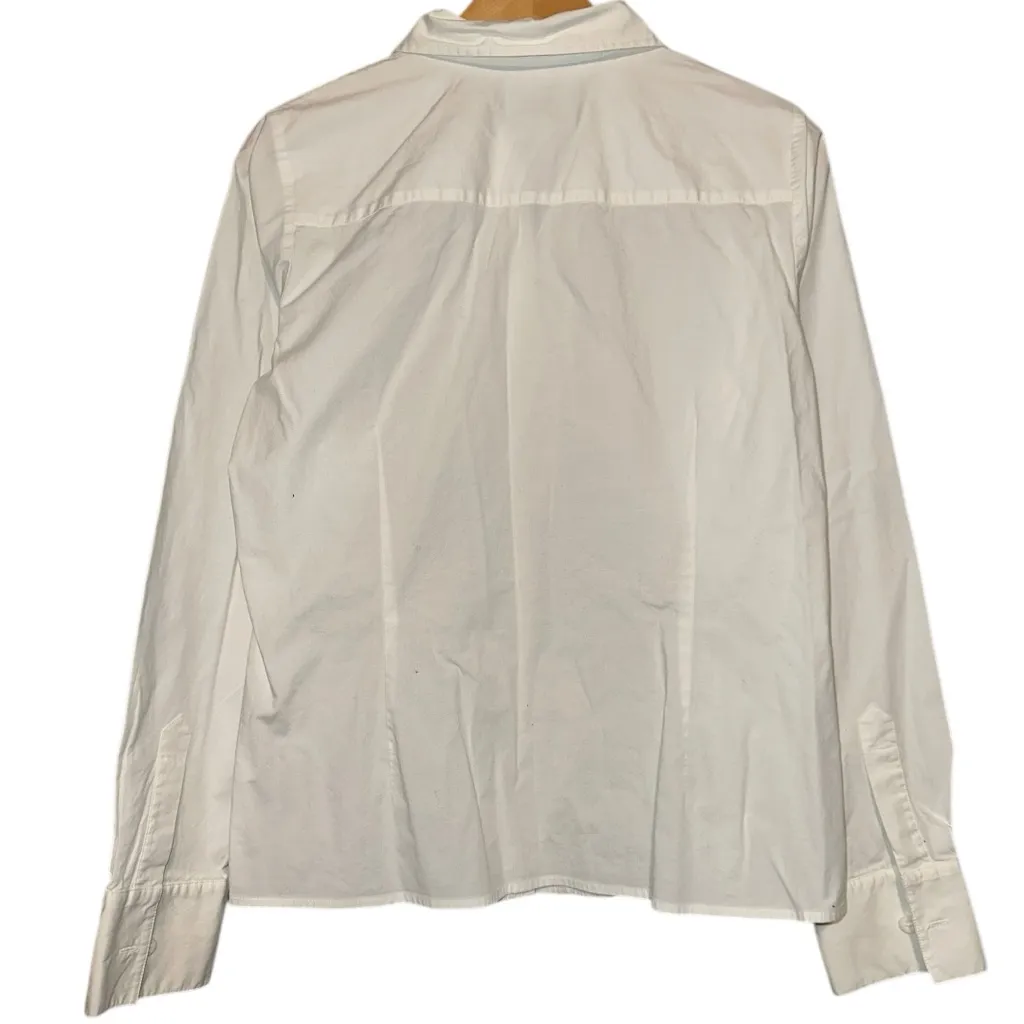 Emanuel Ungaro Womens Size 12 White Pintuck Pleats Long Sleeve Button Down Shirt - Image 3