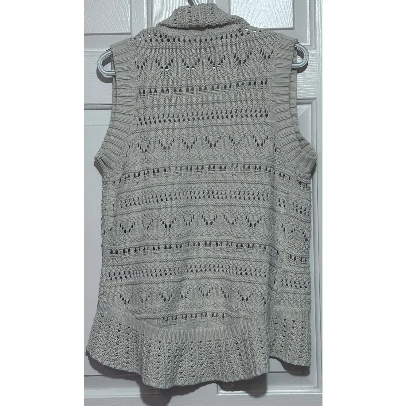 Sonoma‎ Women's Open Front Sleeveless Knitted Cream Sweater Vest Size L Size L - Image 2