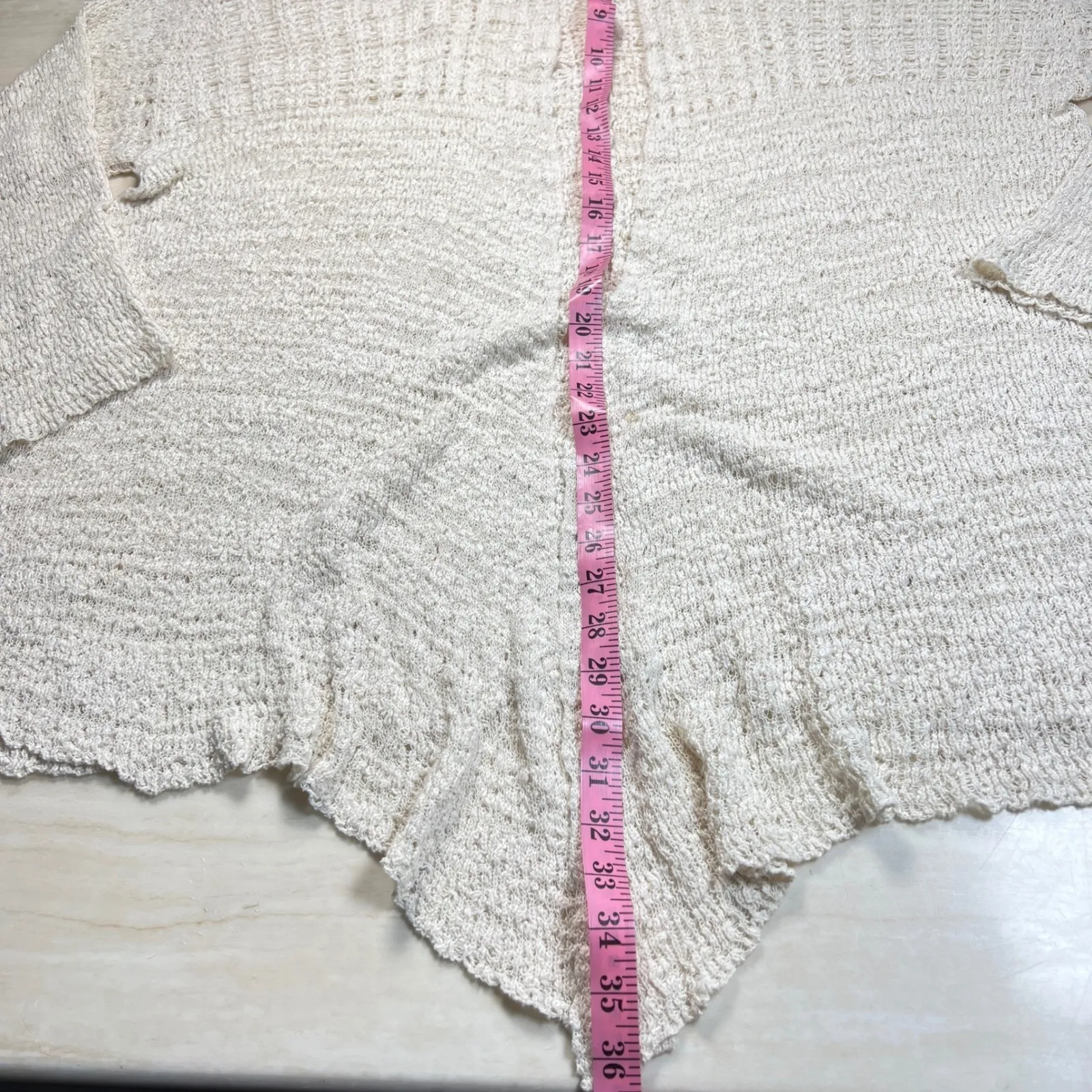 Free People Women's Crochet Cardigan Bell Sleeve Open Knit Ivory Bohemian - Image 8