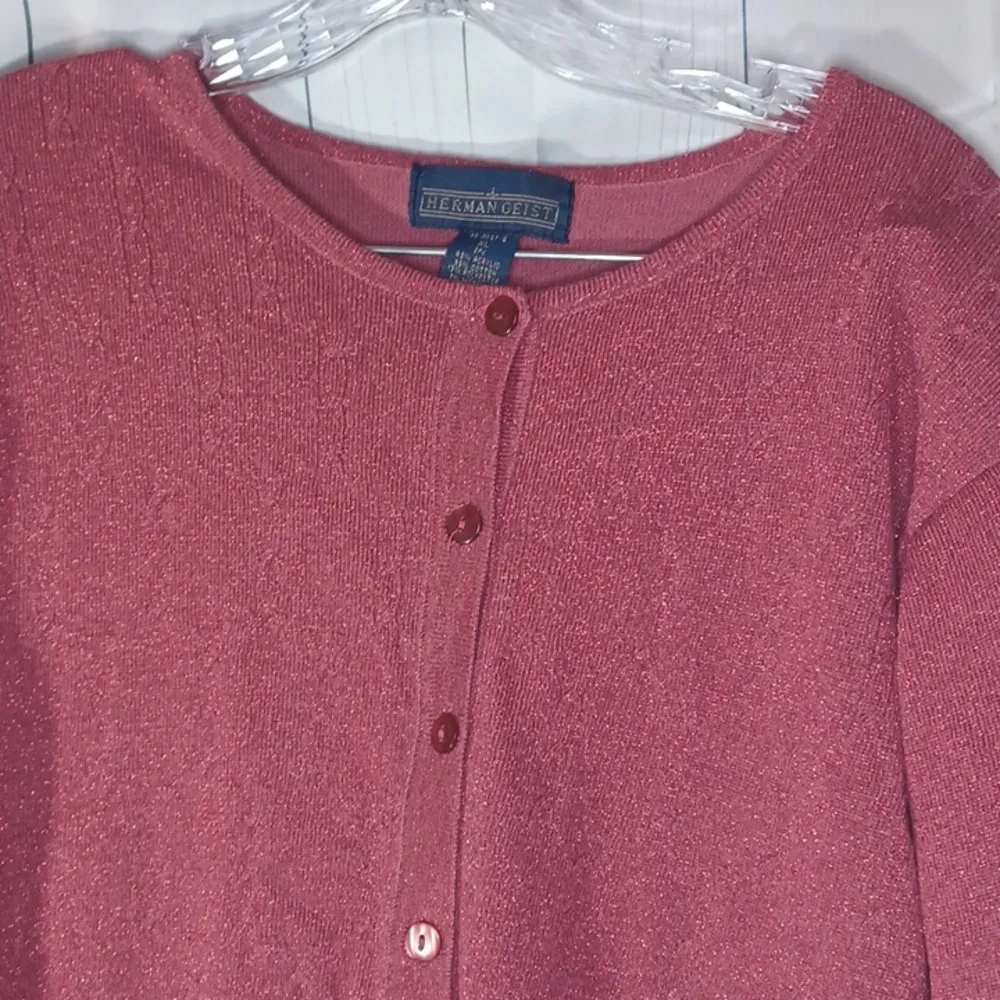Herman Geist  Vintage button front  sweater with sparkles - Image 6