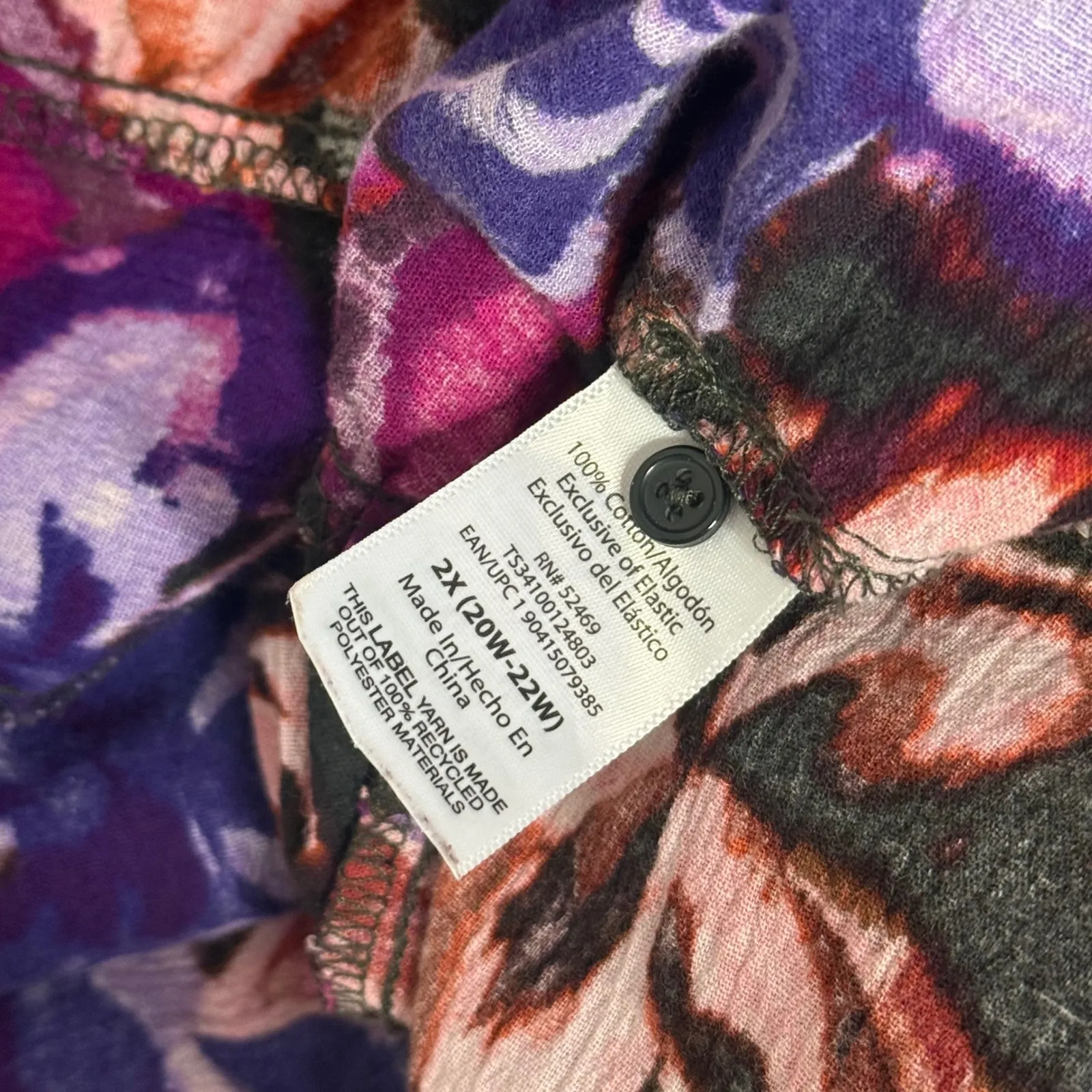 Terra & Sky Plus Size Midi Dress Smocked Peasant Size 20W 22W Floral Cotton BOHO - Image 6