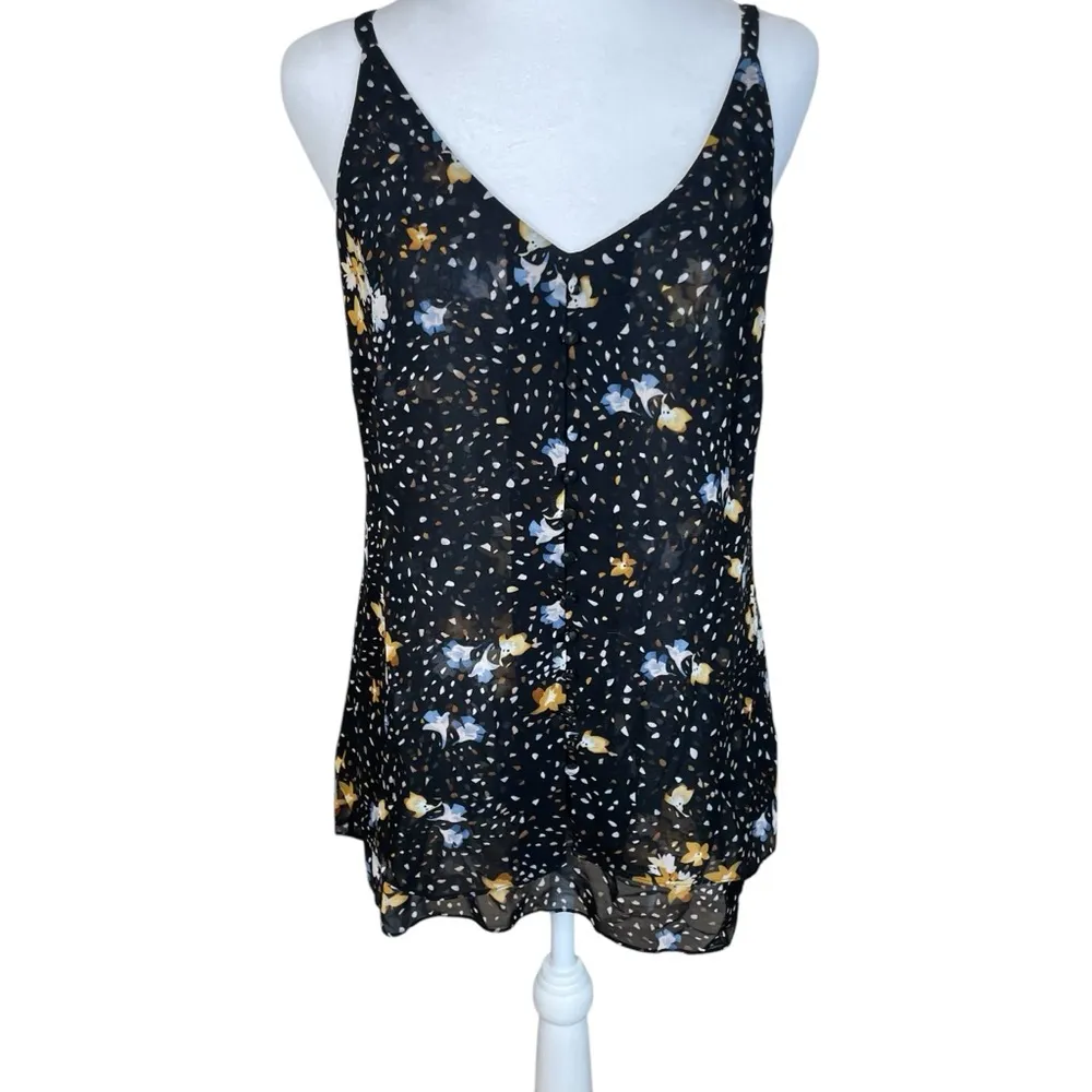 CAbi Cami Floral Cluster Cosmic Sleeveless Small #3606 Tiered Flowy Sheer Top - Image 2