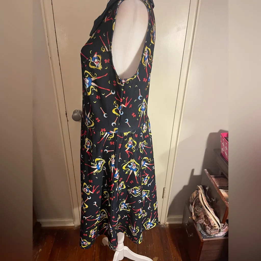 Sailor Moon Crystal navy blue print midi dress with Peter Pan collar. Size XL. - Image 5