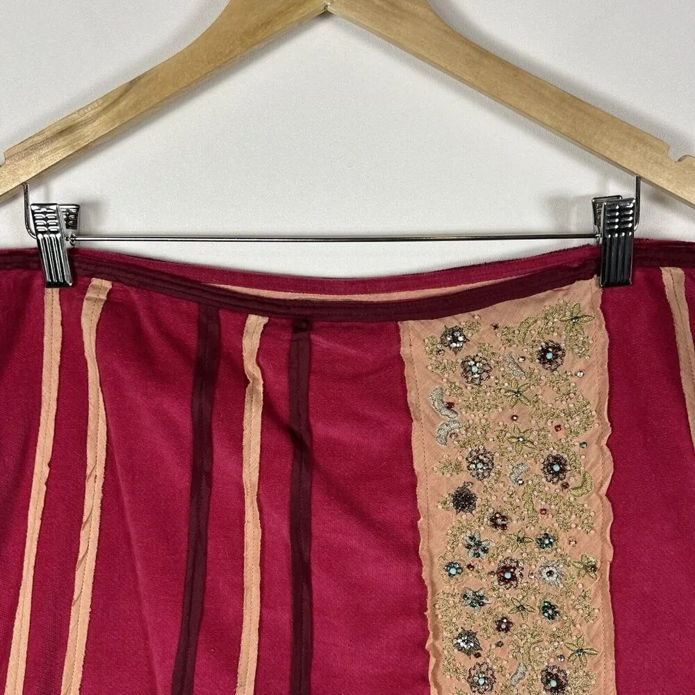 NWT Anthropologie Fei Velvet Embroidered Beaded Silk Blend Skirt Women’s Size 14 - Image 3