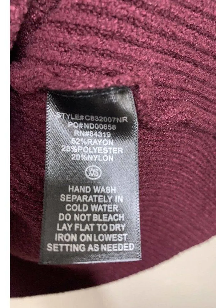 Devotion By Cyrus XXS Cowl Neck Ribbed Tunic Sweater Ruby Port NEW - Image 4