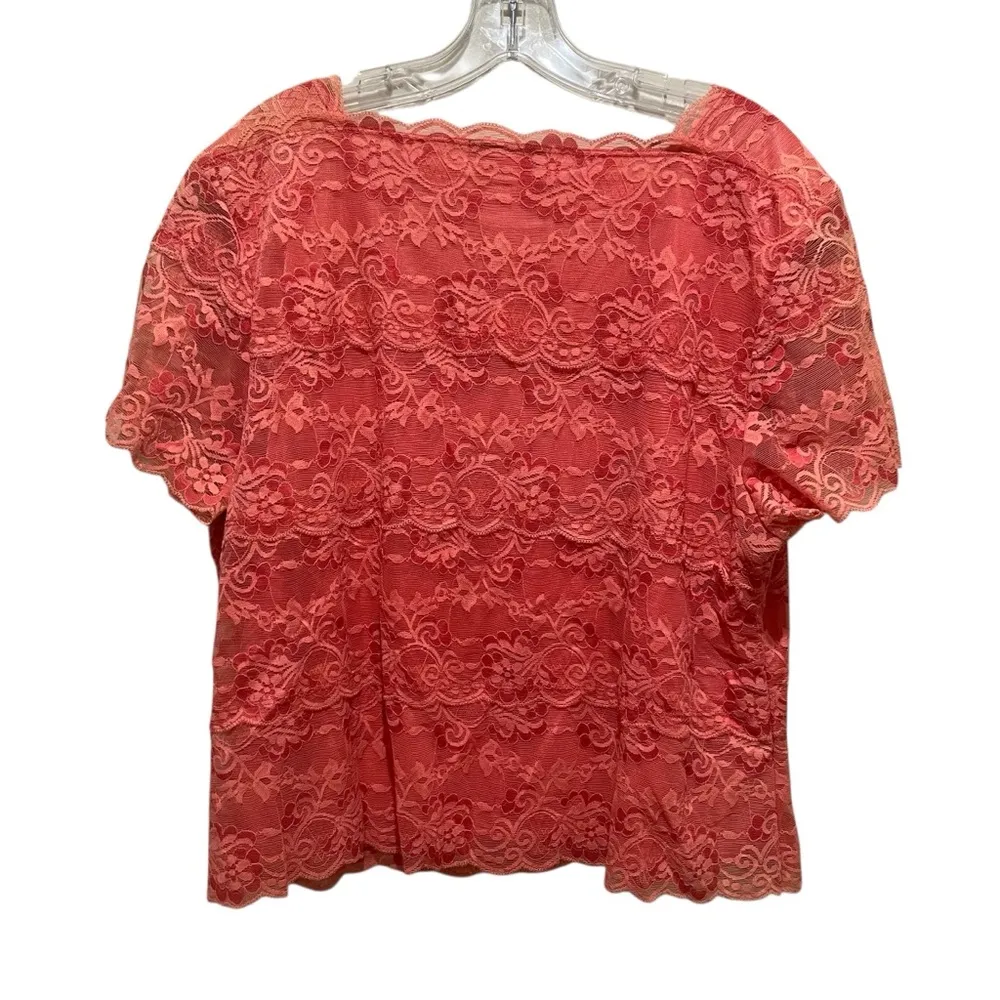 Coldwater Creek Coral Lace Top Women’s Plus Size XXL Short Sleeve Lined - Image 6