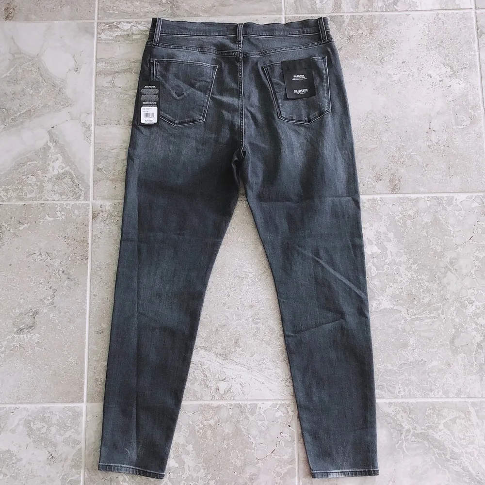 Hudson High-Rise Grey Jeans Ripped Skinny Leg Denim Size 33 NWT $215.00 - Image 5