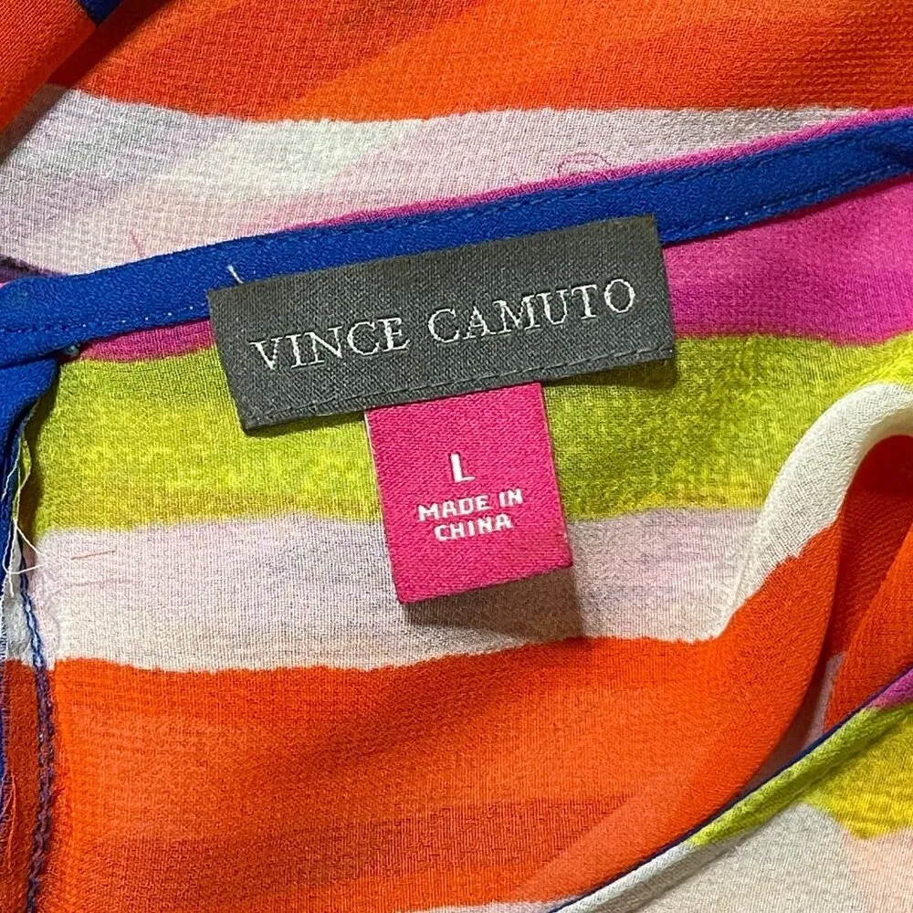 Vince Camuto Swim Cover-Up Tunic Sleeveless Bright L Large Stripe Colorful - Image 4