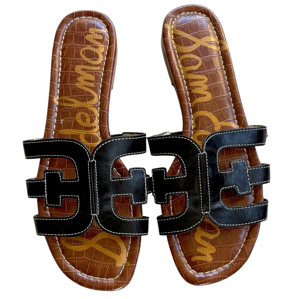 EUC Sam Edelman Leather Bay Slide Sandals Black Size 8.5 - Image 2