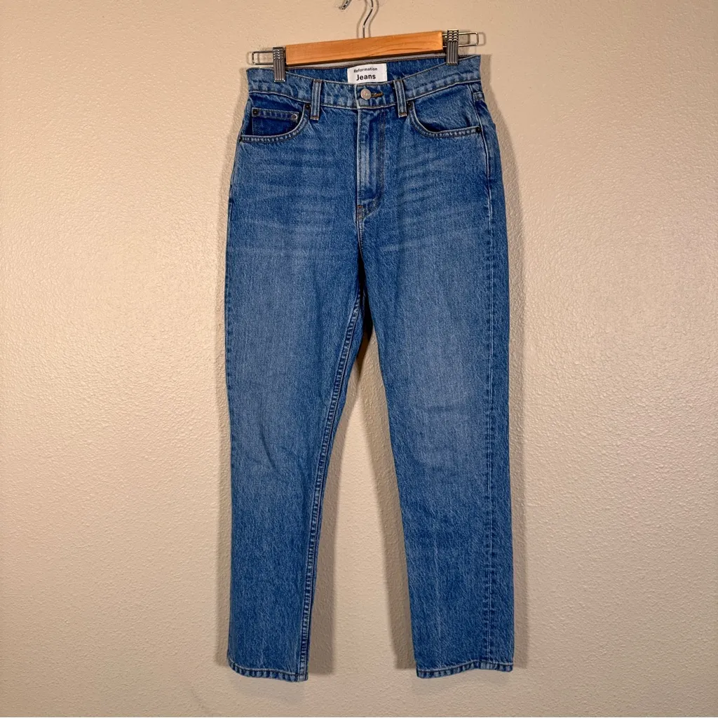 Reformation Blue Julia Crop High Rise Cigarette Jeans Womens 25 Denim Fall - Image 10