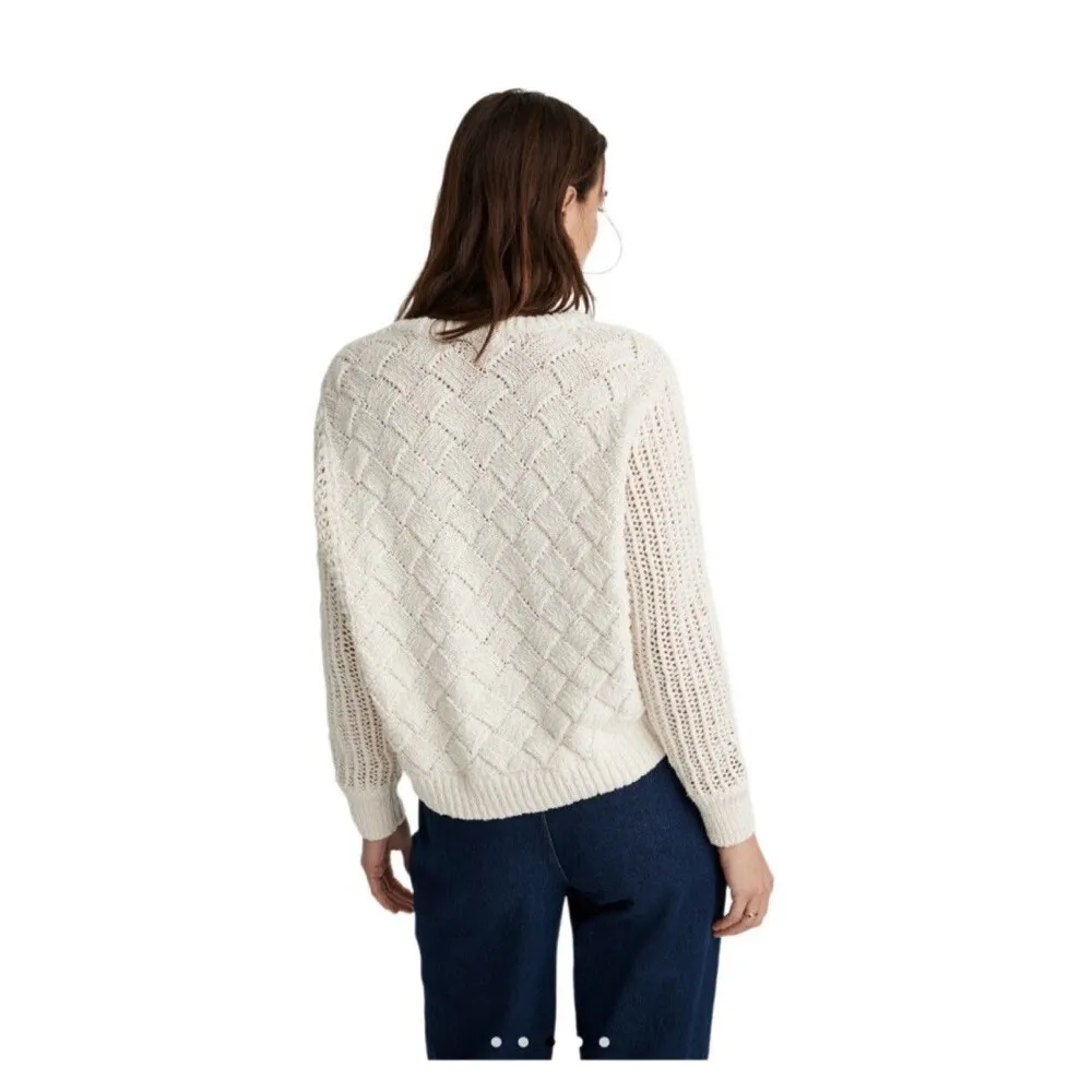Madewell Macomb Open Stitch Pullover Sweater Cream Size Large - Image 4