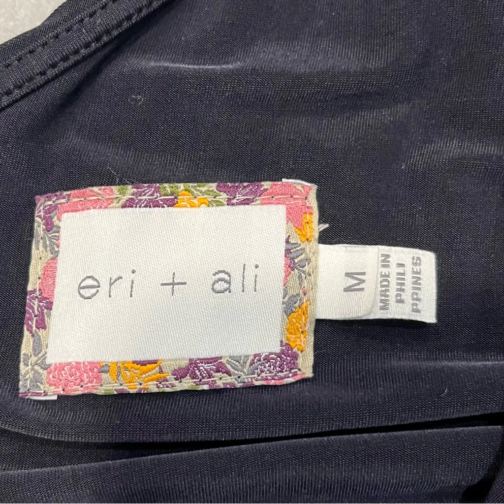 Anthropologie Eri + Ali Navy Blue Alessandra One Shoulder Long Sleeve Dress - Image 5