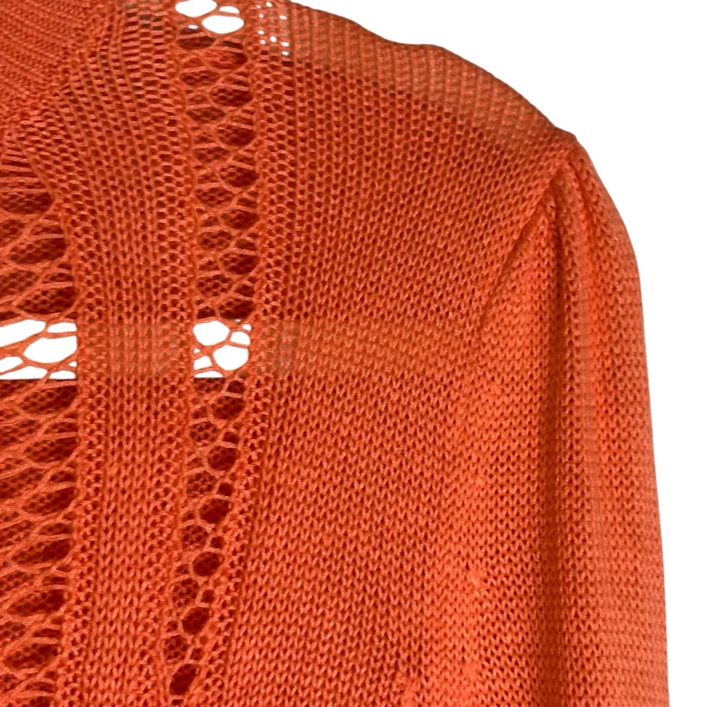 Free‎ People Time After Time Mock Neck Linen Rayon Sweater Small Coral Orange - Image 6