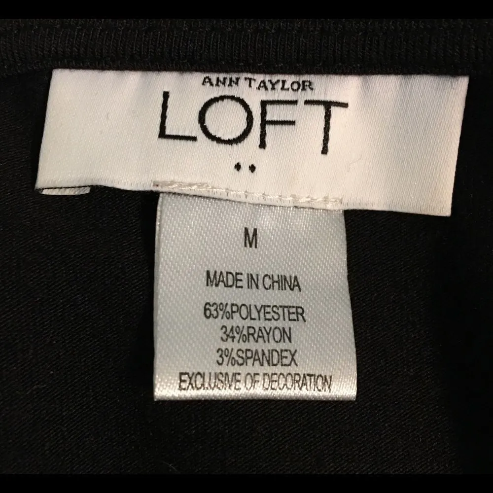 Ann Taylor Loft Black Vneck Dress W/ Attached Belt Rhinestones Medium M - Image 8