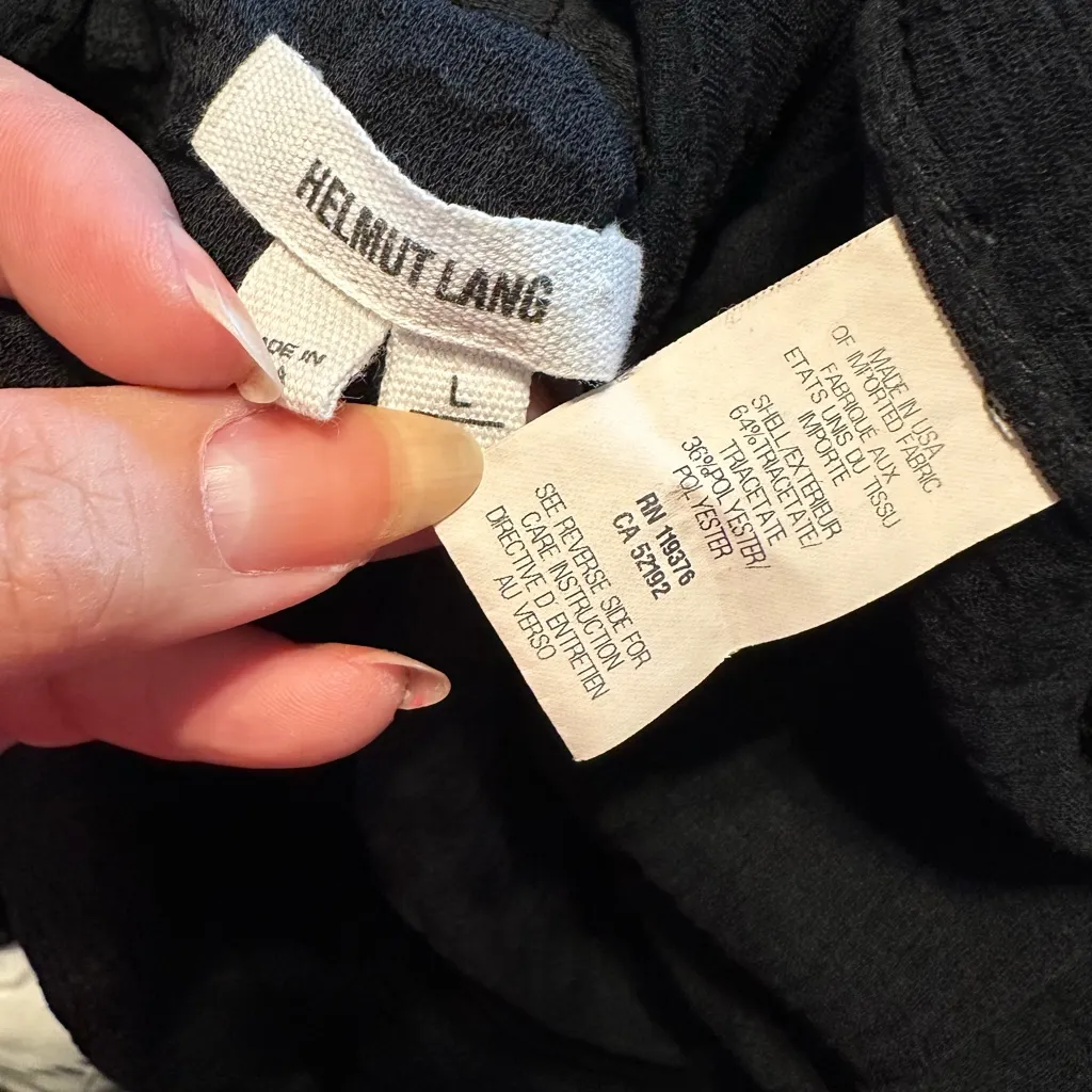 Helmut Lang Black Sheer Textured Coveralls Hi Low Blouse Dress - Image 4