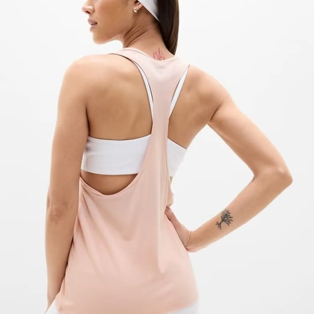 Athleta L With Ease Sport Racerback Tank Pink Salt  Large - Image 2