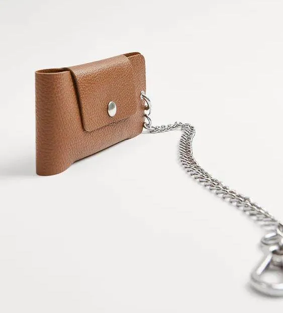NWT  100% Leather Chain Trim Phone Case Brown - Image 2