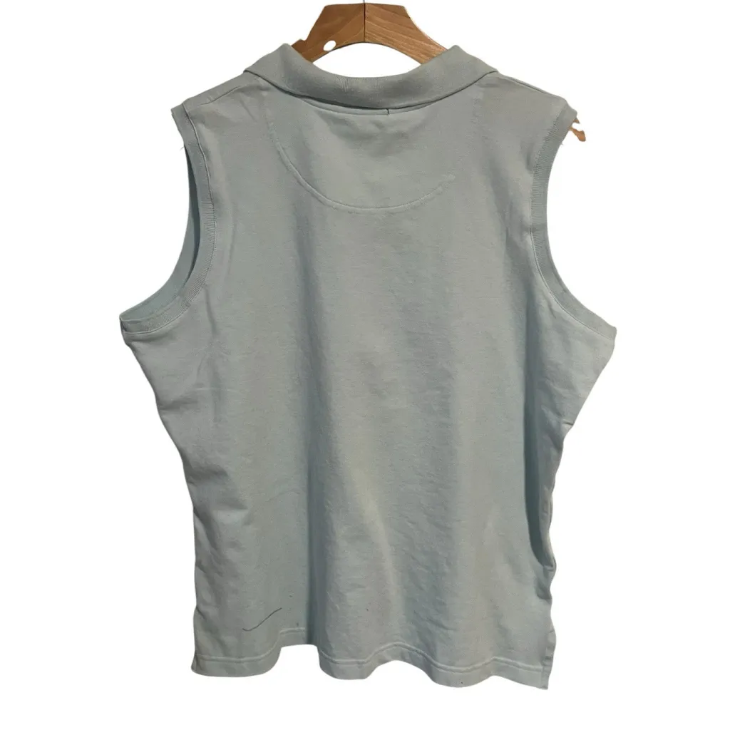 Browning Sleeveless Top Womens XL Blue V Neck Button Collared Tank Shirt NWT - Image 9