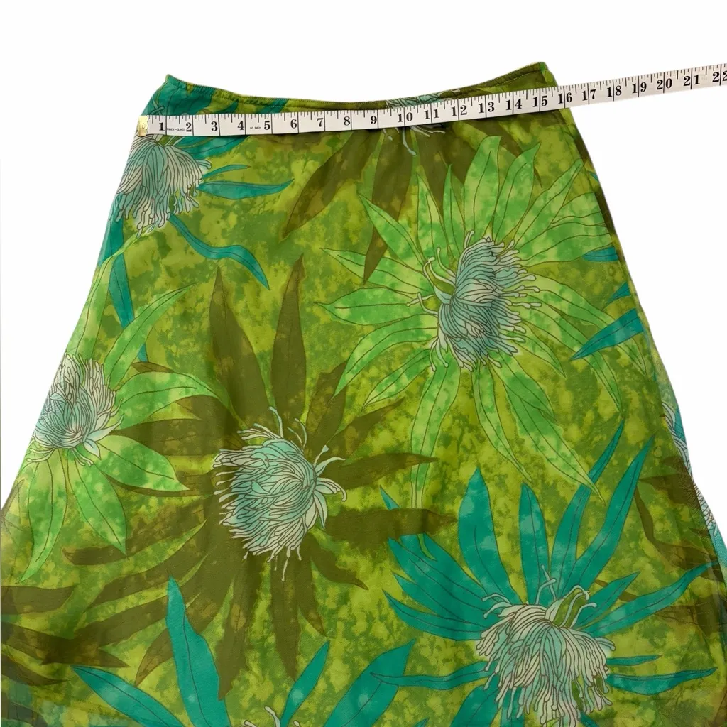 VTG Pierre Cardin 90’s Green Blue Forest Fairy High Low Skirt Size 10 Goblincore - Image 6