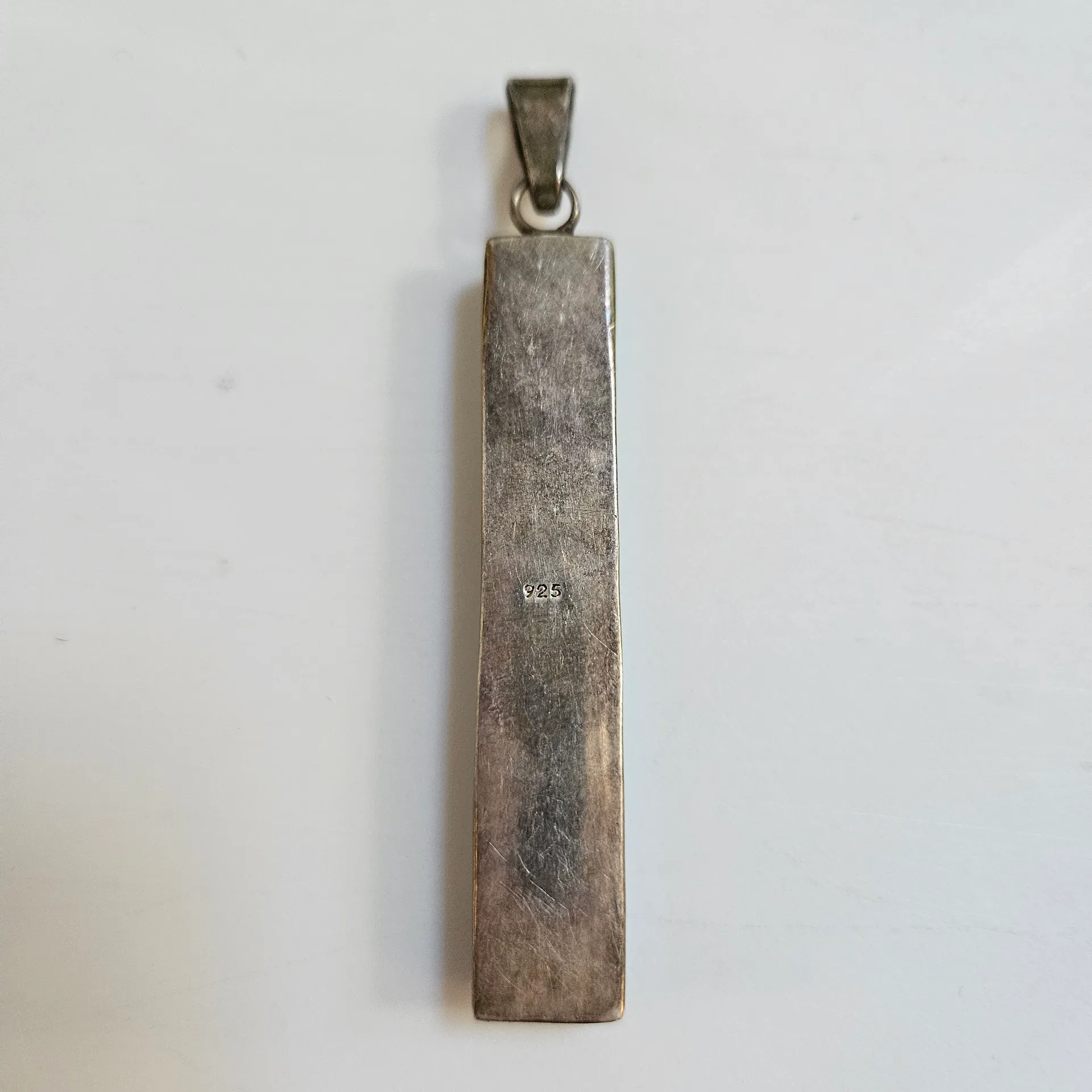 Vintage Turquoise Pendant 925 Sterling Silver 3" Drop Mexico Southwestern - Image 2