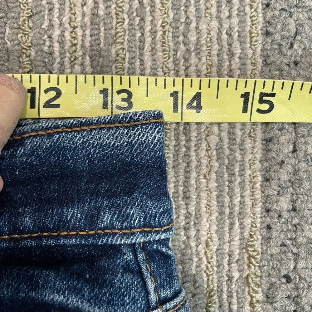 Levi’s Wedgie Straight Button Fly Distressed Jean Raw Hem Dark Wash Sz 26 - Image 12