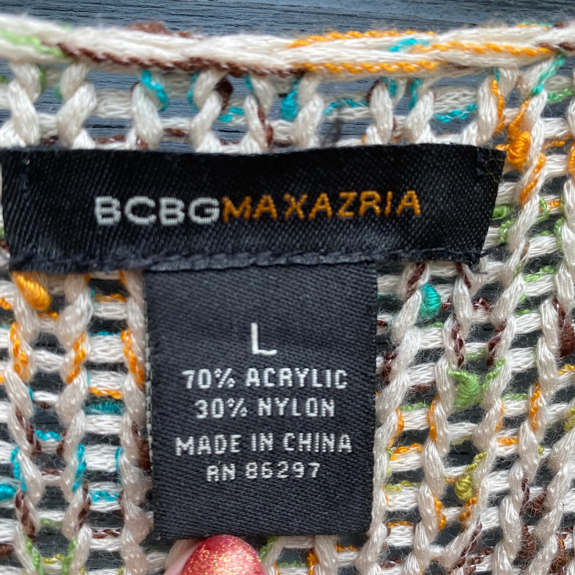 CBGMaxAzria Tan beaded cardigan Sweater Large - Image 9