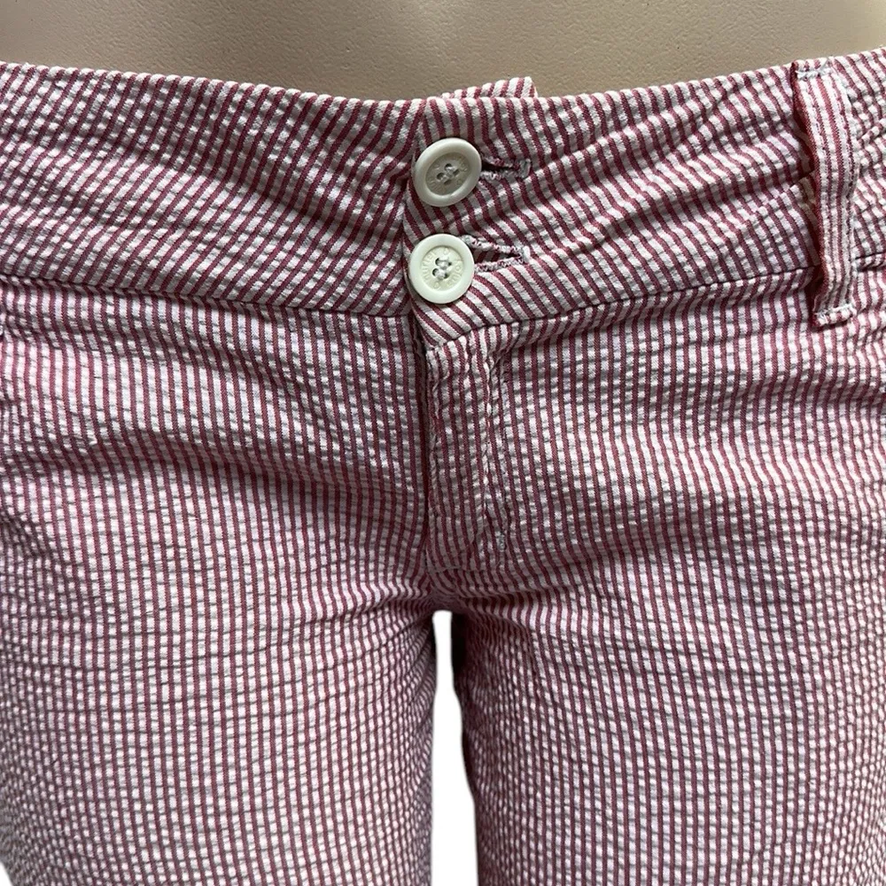 Hurley Striped Seersucker Bermuda Shorts Pink White Cotton Blend USA Juniors 5 - Image 3
