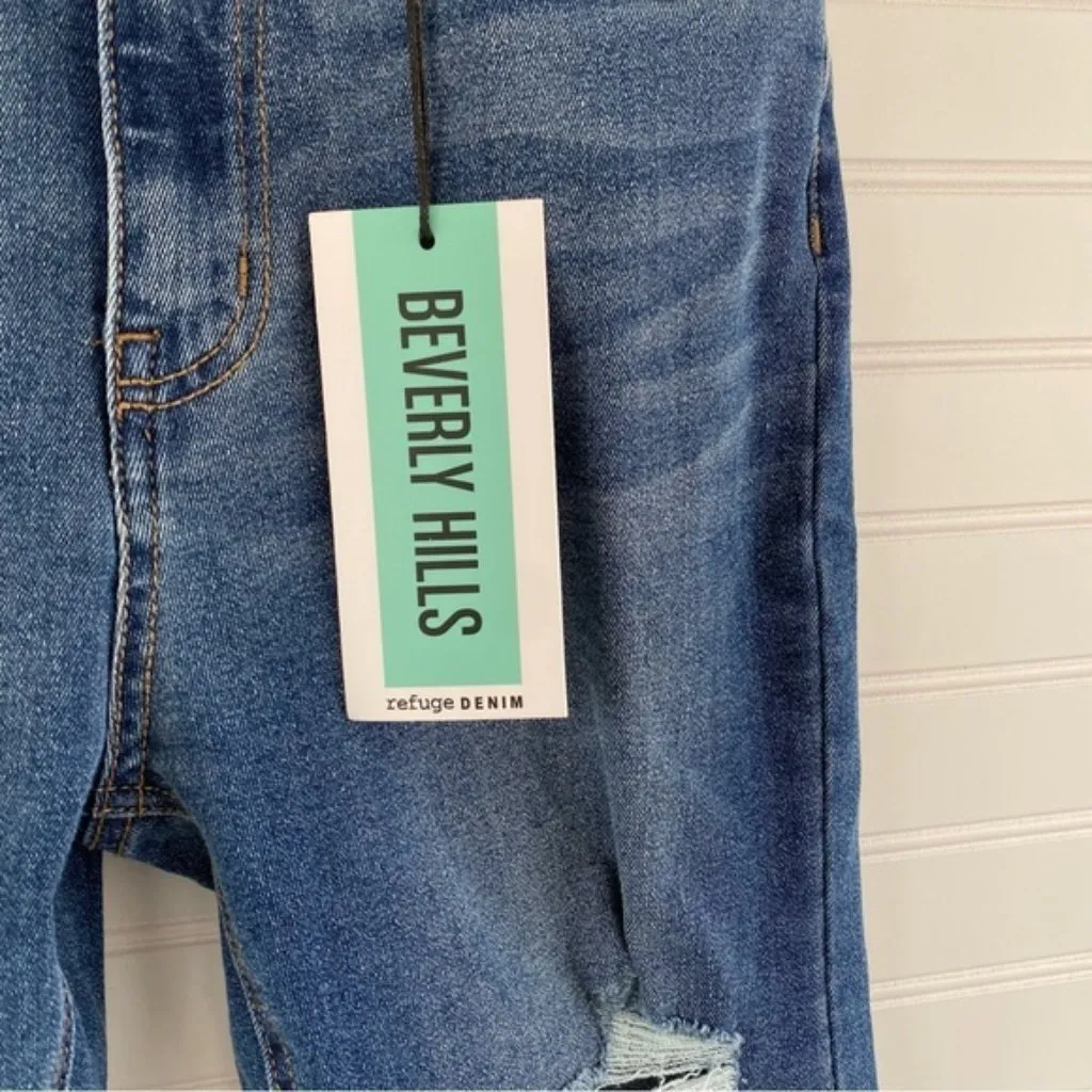 Charlotte Russe Refuge denim Beverly Hills Distressed fashion jeans size 1 NWT - Image 5