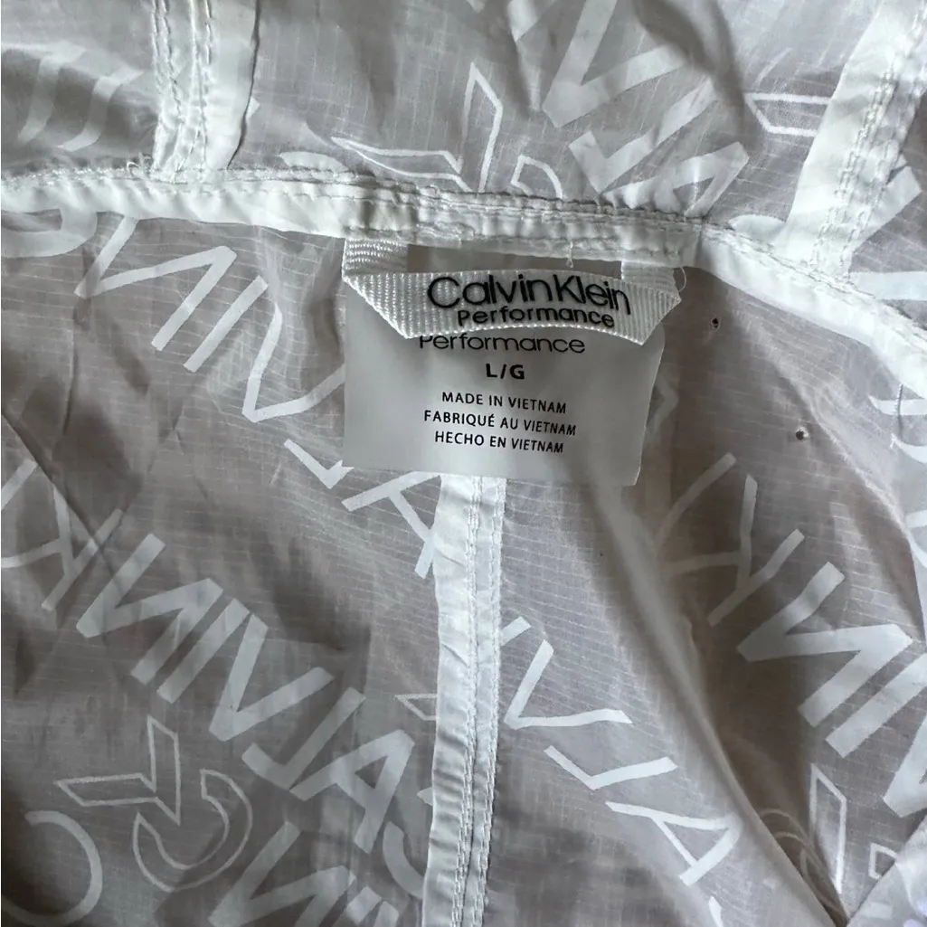 NWT Calvin Klein Performance Clear White Logo Windbreaker Rain Jacket Large - Image 2