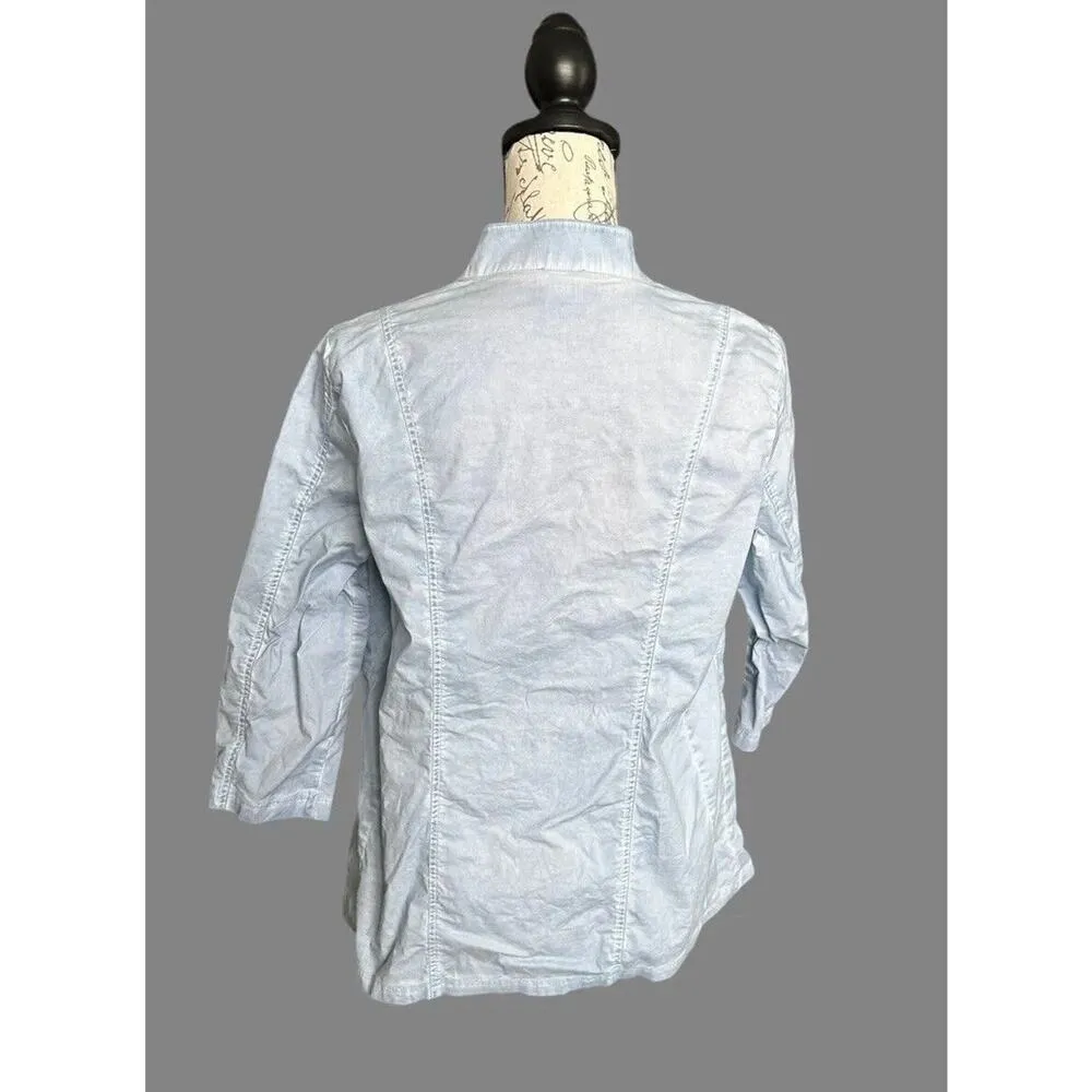 Chico's Zenergy Blue Chambray Zip Jacket Medium - Image 3