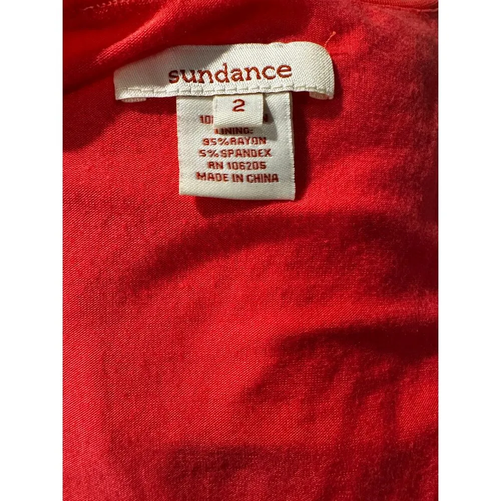 SUNDANCE Romantic Gesture Embroidered Lace Mesh Dress in Coral Sz 2 Orange - Image 6