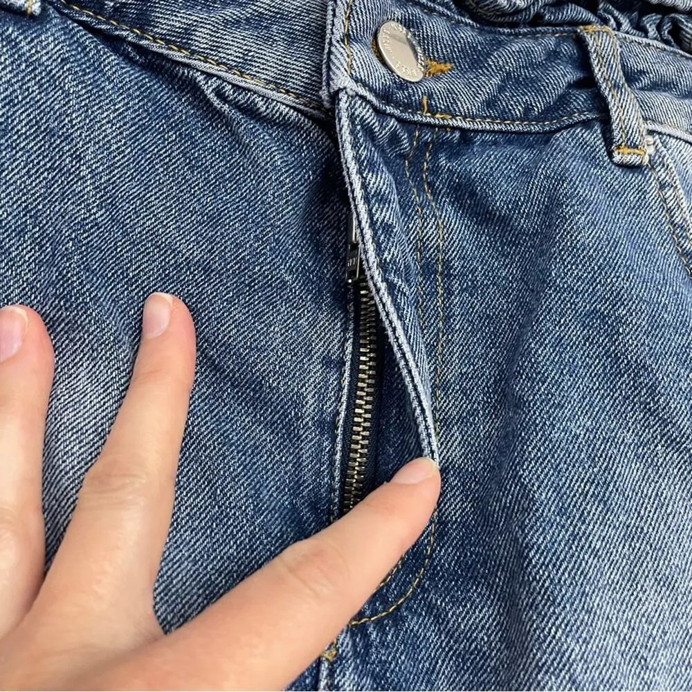 Miss Selfridge Denim Paperbag Waist Mini Jean Skirt Womens 8 Ruffled Casual - Image 4