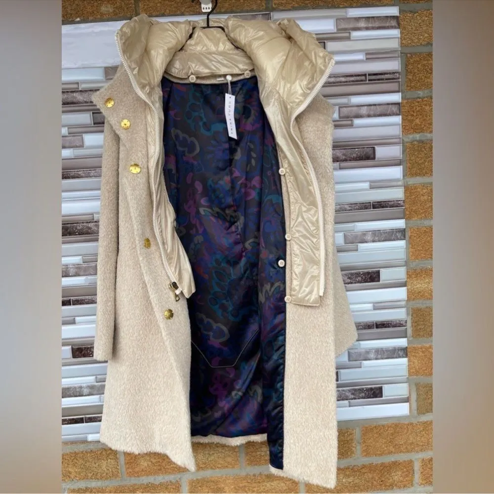 Trina Turk alpaca wool autumn turtleneck coat size 12 in oatmeal - Image 11