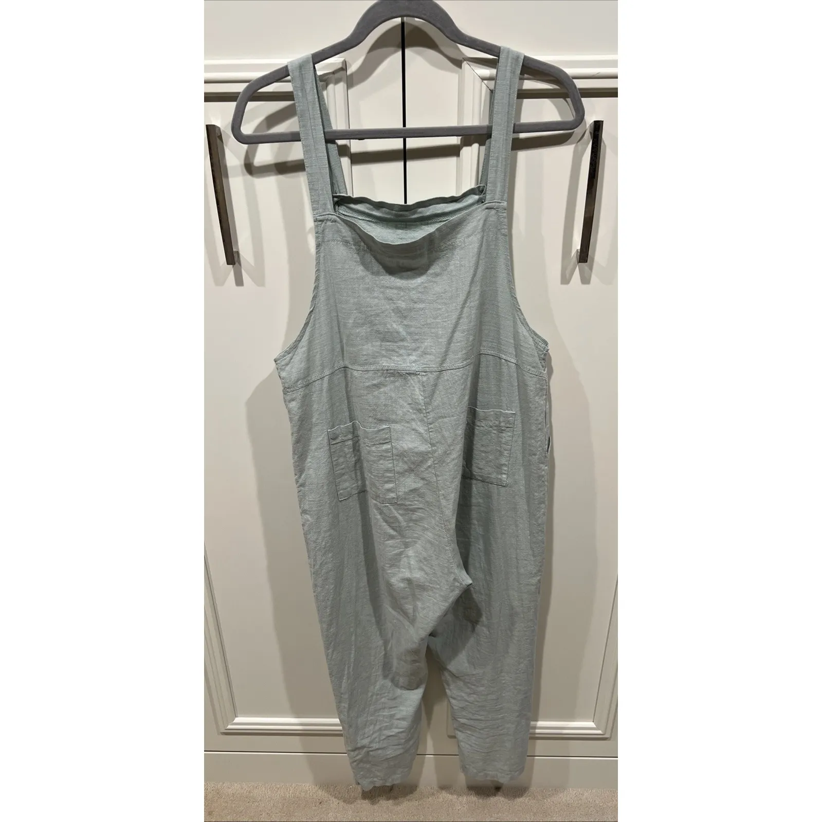 Sage Green Boho Lagenlook Overalls Granola Comfy Linen Blend Lagenlook Boho - Image 3