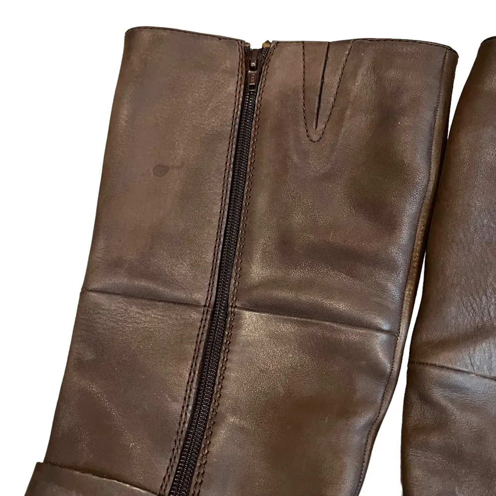 Steve Madden Albany Brown Leather Belted Riding Boots - Image 13