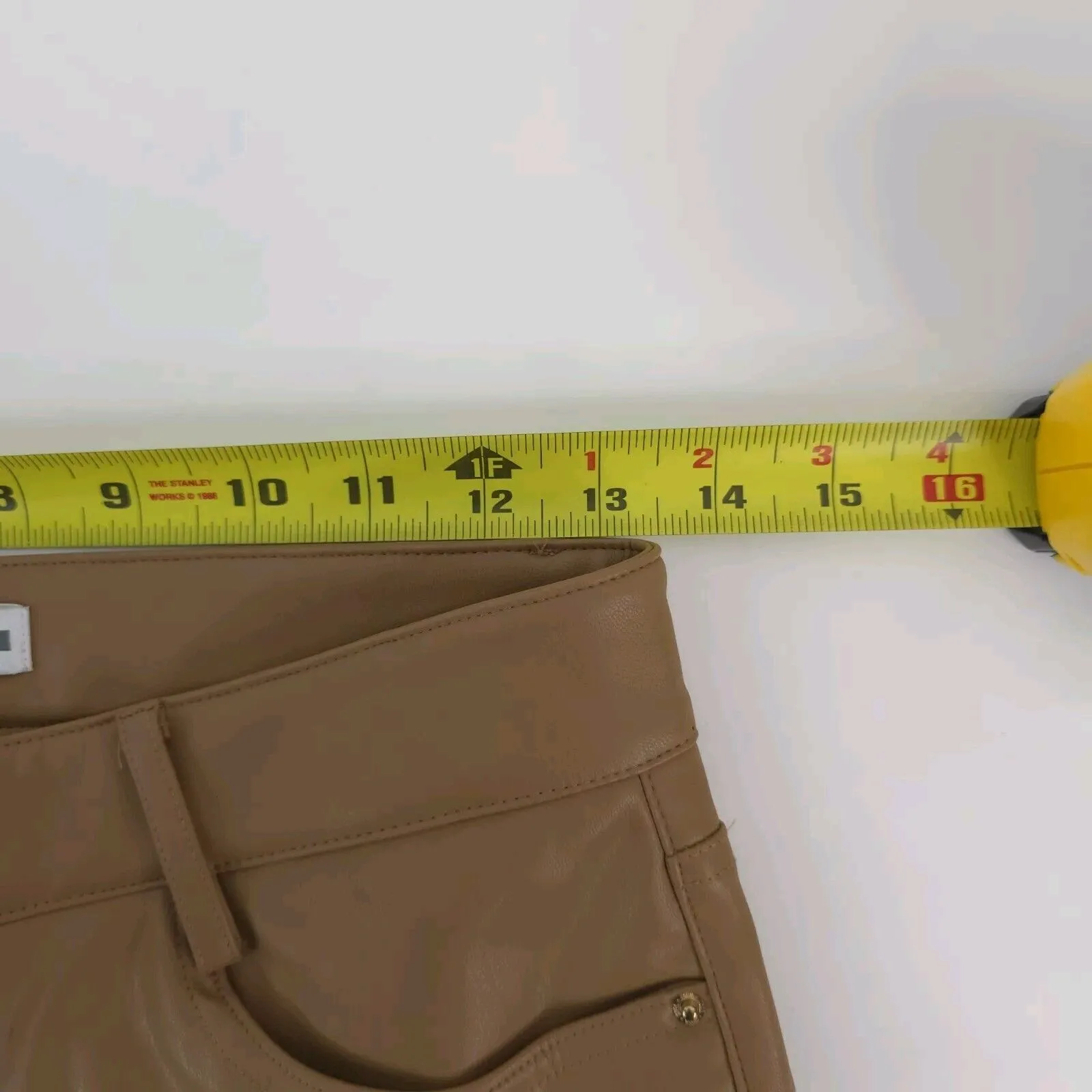 Zara Pants Womens 4 (27x25.5) Vegan Brown Faux Leather Flare Mid Rise - Image 10