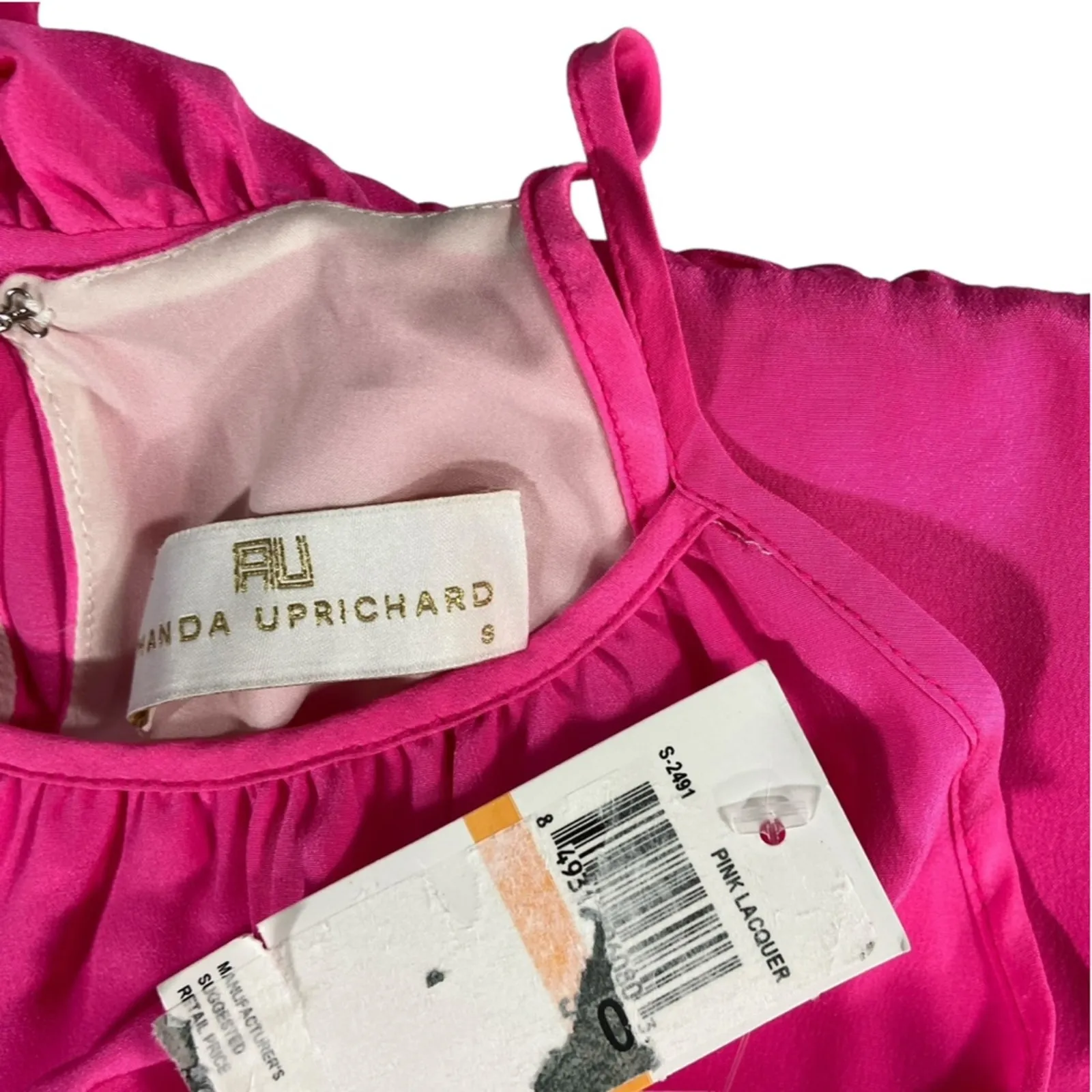 Amanda Uprichard $238 NEW pink ruffle blouson dress S - Image 7