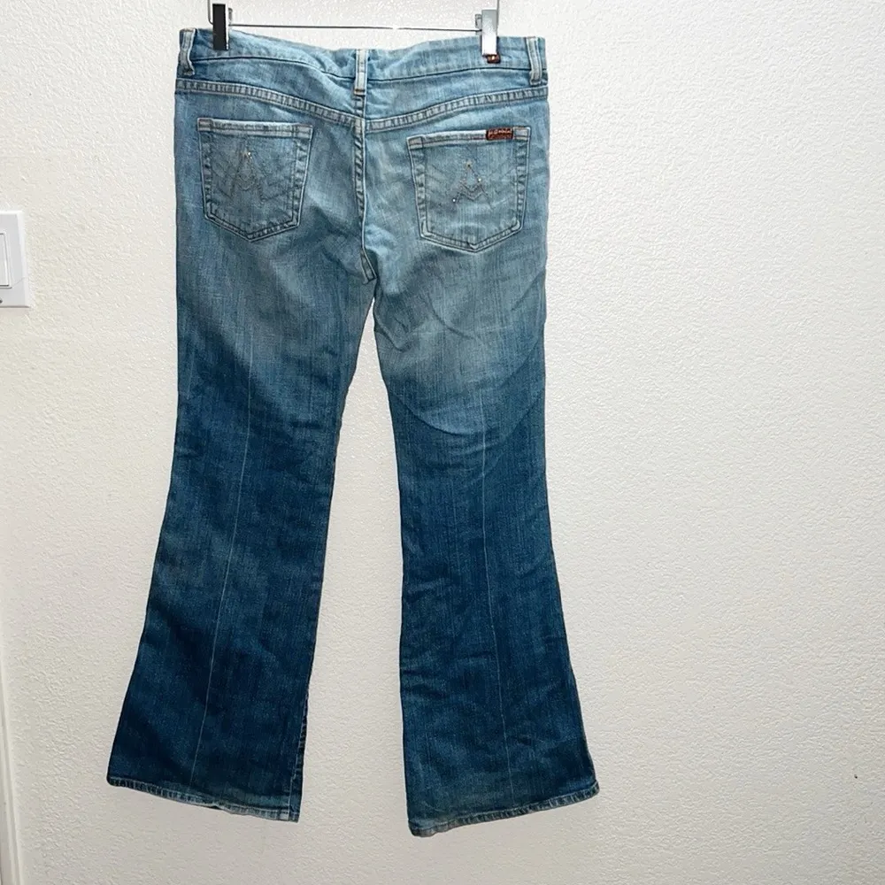 7 For All Mankind Women's Wide Leg Low To MidRise Flare Light Blue Jeans - Image 7