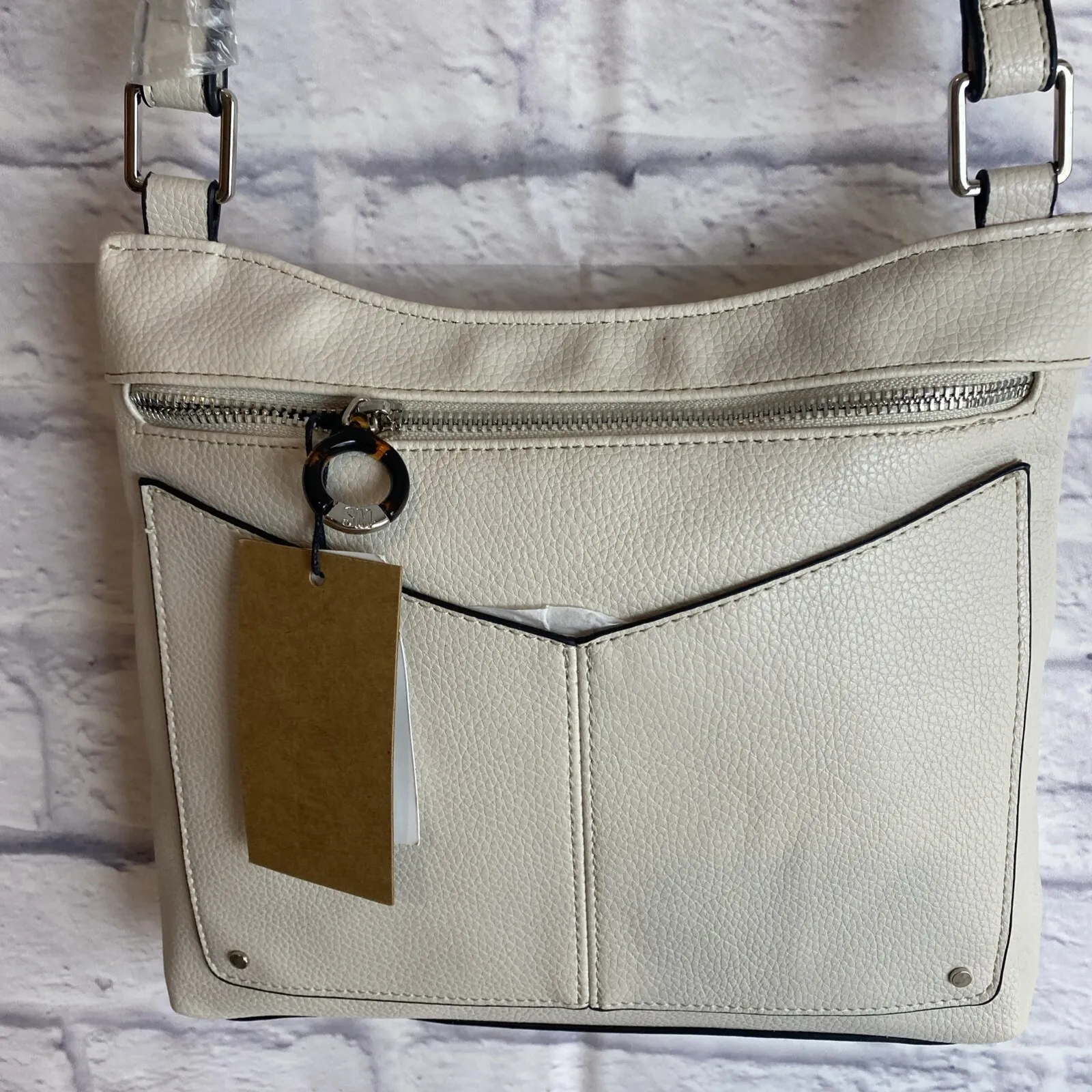 NEW Steve Madden Kimmie Casual Crossbody Purse Pocketbook In Winter White - Image 3